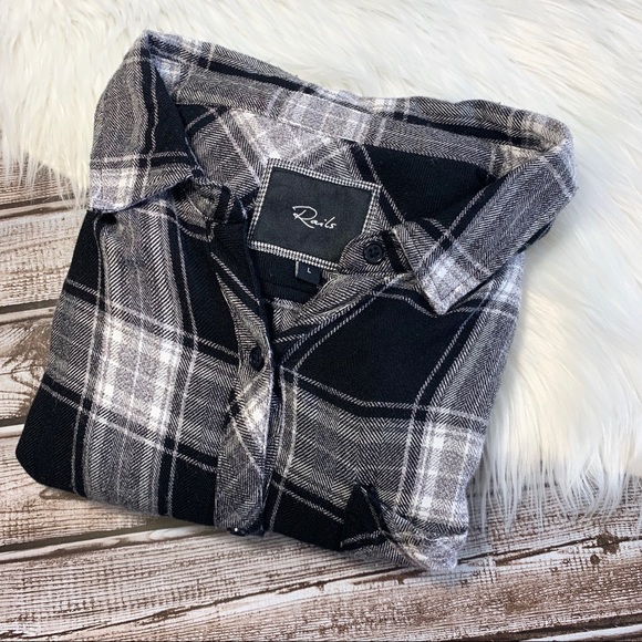 Rails Tops - Rails Hunter black plaid button down top